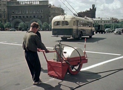 Дорожные работы в Москве 1956 год